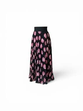 Loyd/Ford pleated midi skirt with black and pink lip print